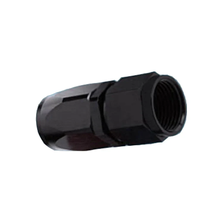 -20AN Female Straight Hose End, Swivel Style, Black Hard Anodized Aluminum