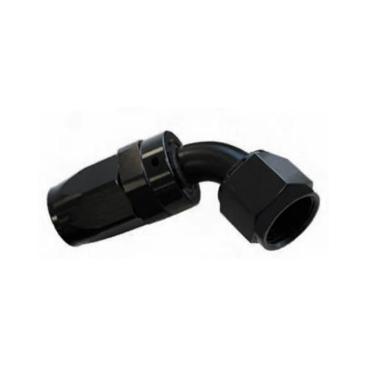 -8AN Female 60° Hose End, Swivel Style, Black Hard Anodized Aluminum