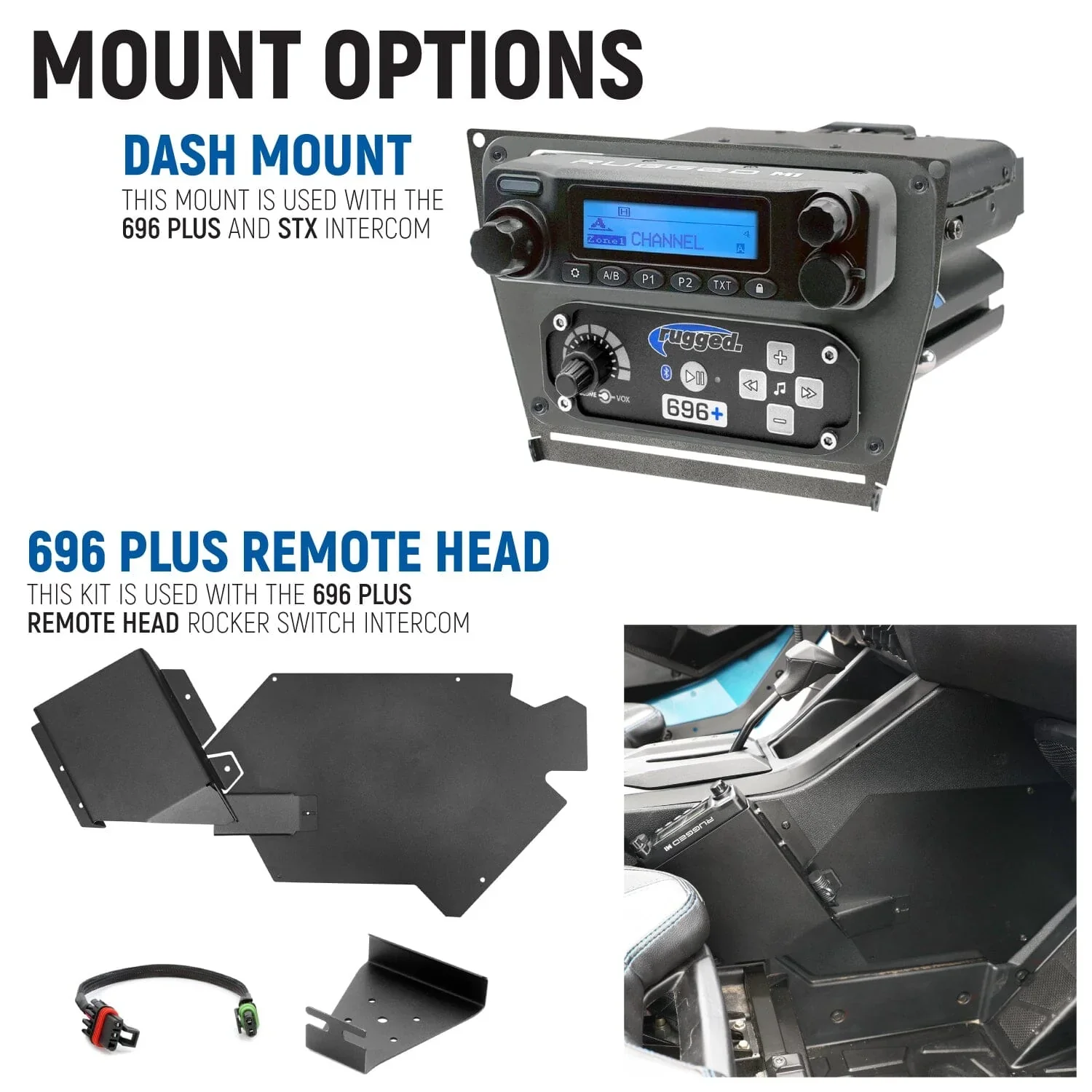 Rugged Radios Polaris RZR PRO XP - Turbo R - Pro R - Complete Communication Kit with Intercom and 2-Way Radio - Image 5